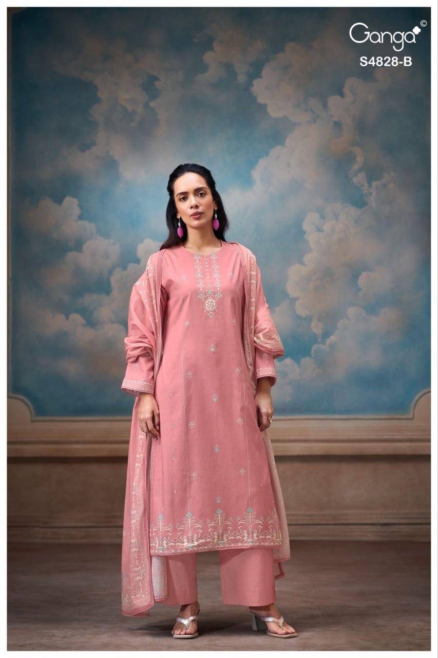 RIYANSHI 4828 By GANGA 4828 A TO 4828 D Beautiful Festive Suits Stylish Colorful Fancy Casual Wear & Ethnic Wear PREMIUM COTTON Dresses At Wholesale Price